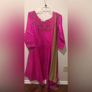 Silk tunic, scarf and bottom silk salwar